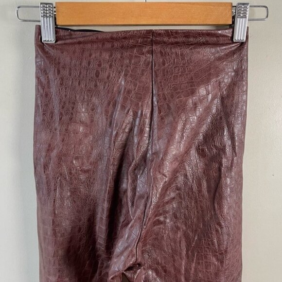 COMMANDO brown XS Croc-effect high-rise faux-leather leggings slimming - Picture 10 of 16